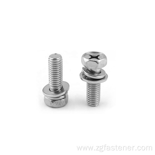 Stainless Steel Cross Recessed Hex Head Combination Screws